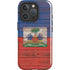Haiti Flag Dark Wood iPhone 16 Pro Magsafe Impact Case